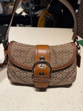 Coach small vintage soho Brown/Tan Signature Canvas Saddle Shoulder Bag